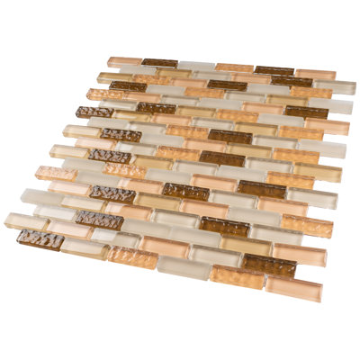 Crystile Brick 11.82 in. x 12.01 in. Brick Joint Glossy Glass Mosaic Tile