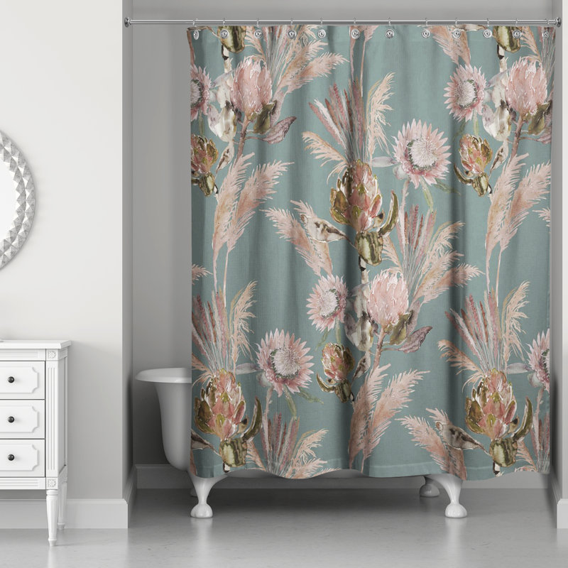 Rideau de douche simple en polyester Mizelle, Émeraude