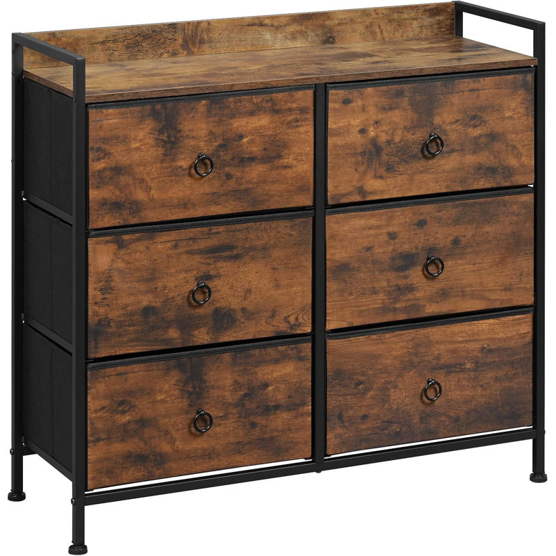 Ahuvah 6 Drawer Storage Drawer, Brown/Black