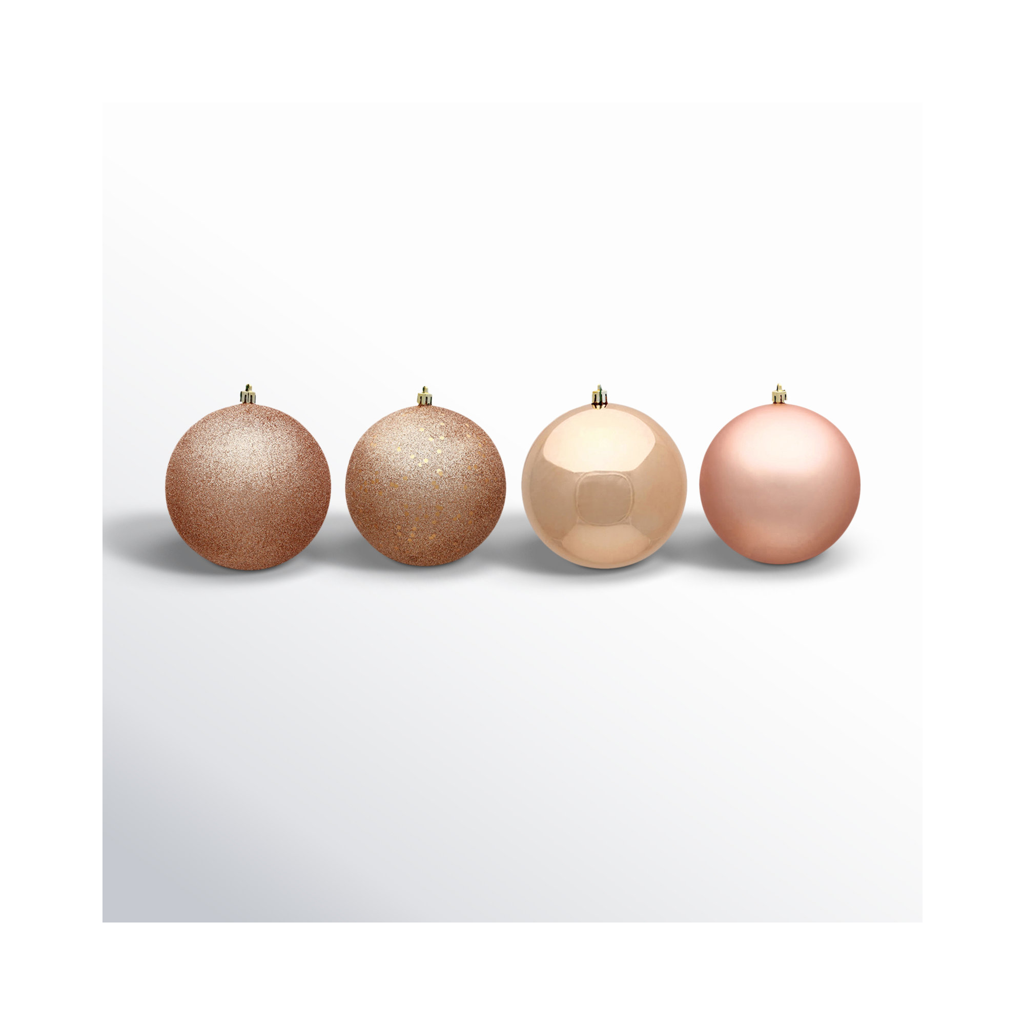 Holiday Décor Ball Ornament, 3" H x 3" W x 3" D, Rose Gold Glitter