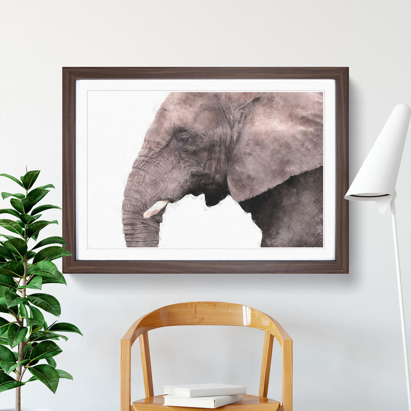 Portrait of an Elephant - Picture Frame Painting Print, Walnut Framed, 62cm H x 87cm W x 2cm D