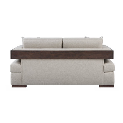 Niamey Fabric & Walnut Finish Loveseat W/ 2 Toss Pillows