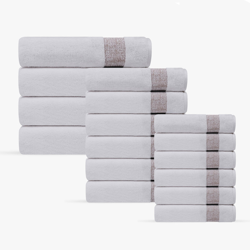 Ensemble de serviettes turques 16 pièces Jonnae, Beige
