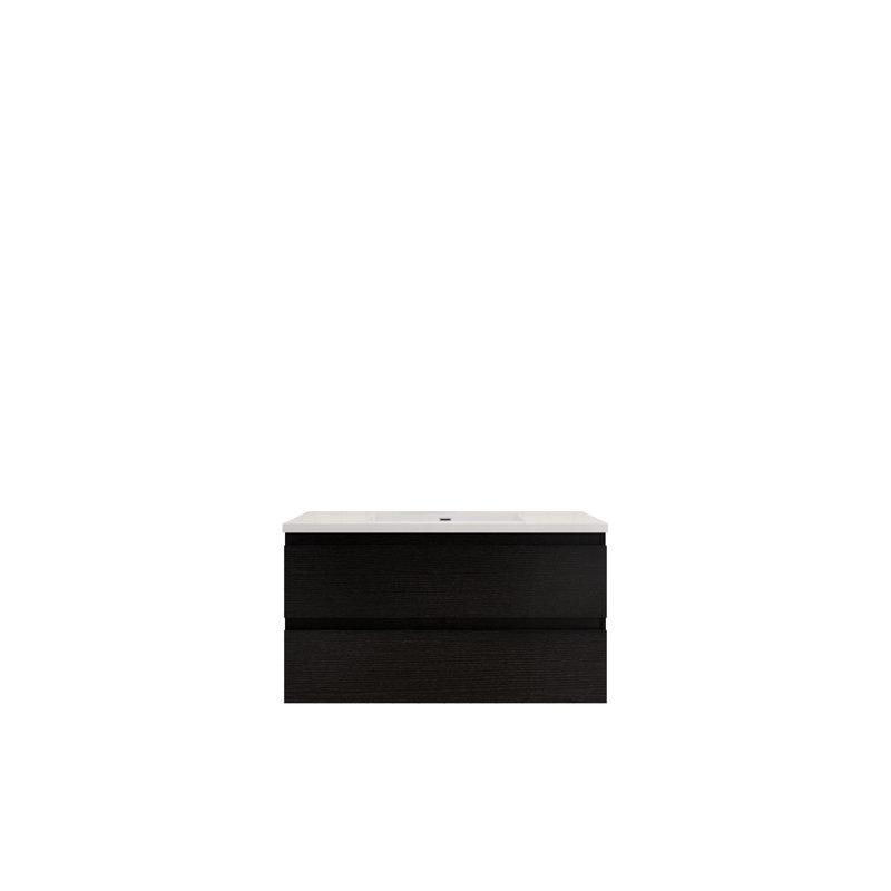 Ensemble de meuble-lavabo moderne flottant 42 po Alnwick Ivy Bronx, Chêne noir riche
