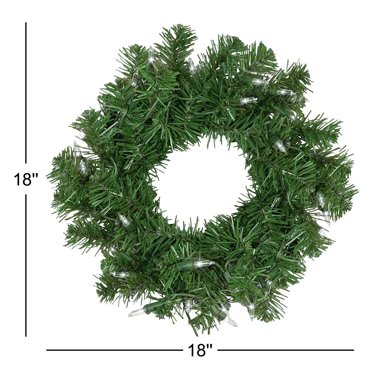 Deluxe Dorchester Pine Artificial Christmas Wreath 18-Inch Clear Lights, 18" H x 18" W x 5" D