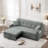 3 In 1 Convertible Sleeper Sofa Bed With Reclining Backrest, Pillows And Side Pockets-556063508