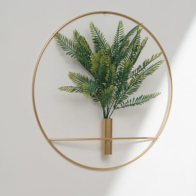 wall hanging 1Pcs Wall Plant Decor Round Artificial Plants With Metal Round Hanging Hoop For Decor