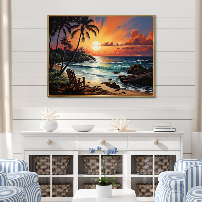 Sophina Beach Photo Tropical Vibes XXII, H 16 po x l 32 po x P 1 po, Cadre flottant doré