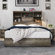 Izena Bed Frame Wooden Platform Bed With Storage Bookcase Headboard