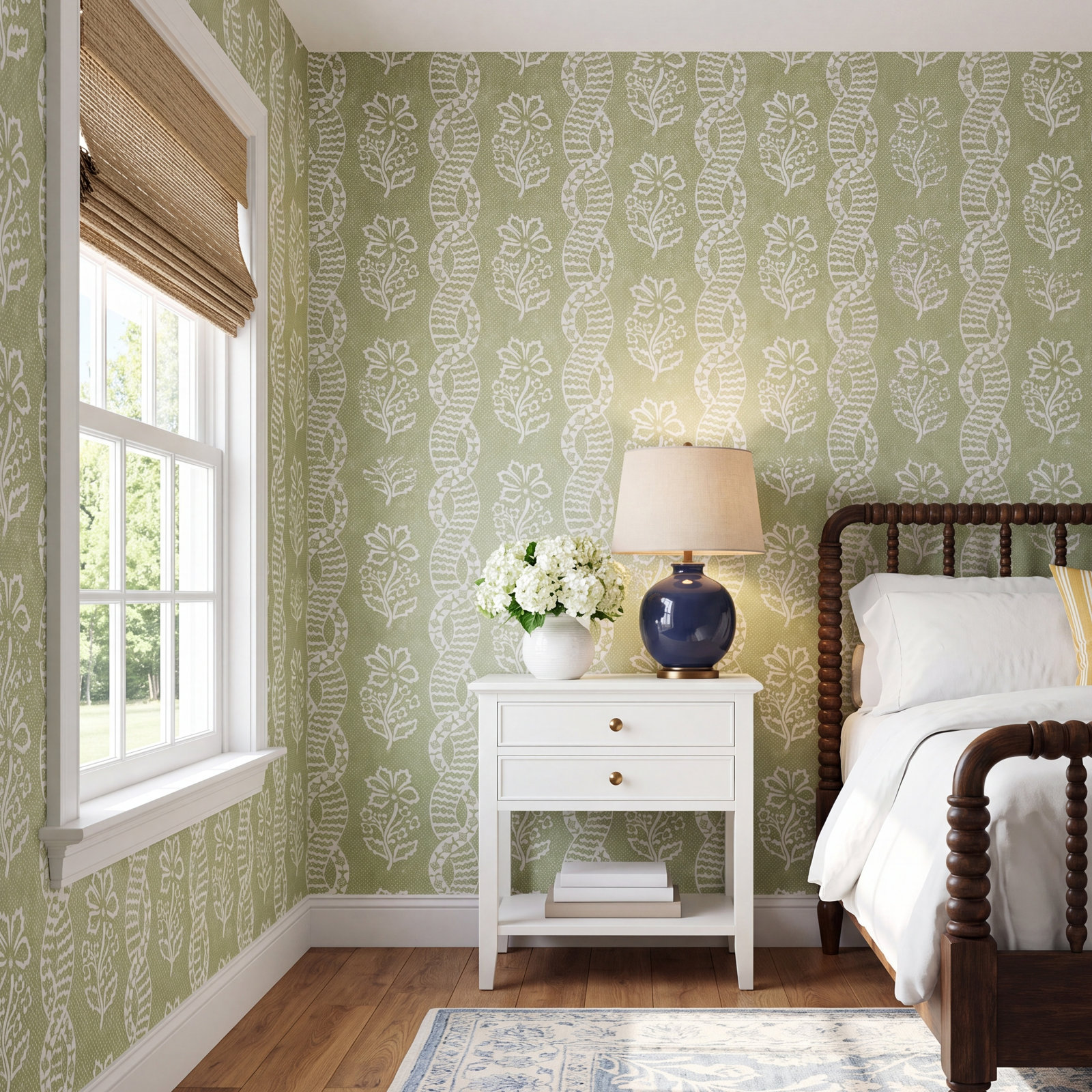 Zoffany Indienne Wallpaper Double Roll, Pale Olive