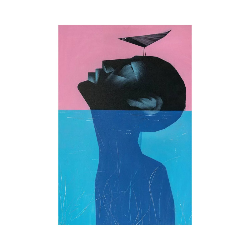 «Drowning Vol volontaire II» par VCalvento - impression d'art graphique, H 12 po x l 8 po x P 0,75 po, Toile tendue