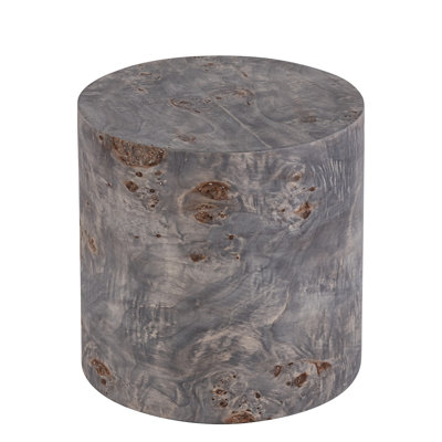 Round Charcoal Finish Veneer Side Table