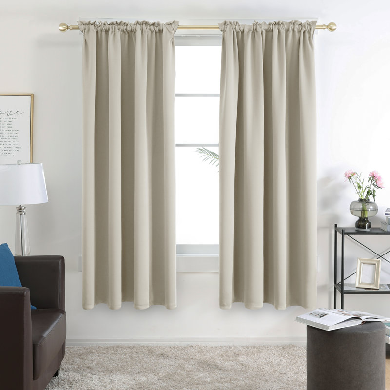 Harlowe Room Darkening Curtain Pair, 38" W x 45" L, Light Beige
