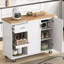 Îlot de cuisine avec comptoir et rangement pliables, porte-serviettes, tiroir, tablette coulissante, roulettes, espace pratique de comptoir de style blanc,-1551802140