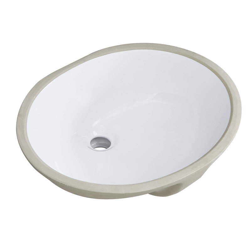 Topcraft White Ceramic Oval Undermount Bathroom Sink