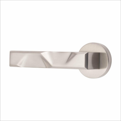  Modern Nova Euro Lock Door Handles in Satin Nickel Finish with 70mm Key and Barrell