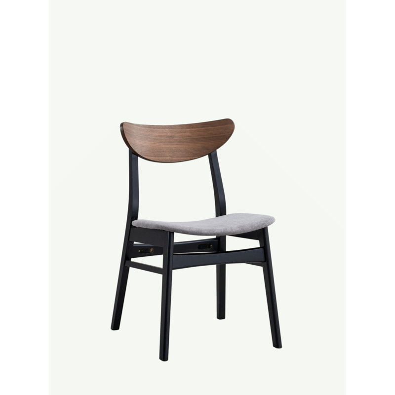 Ensemble de 2 chaises d'appoint Rebi en lin gris, noyer et finition noire