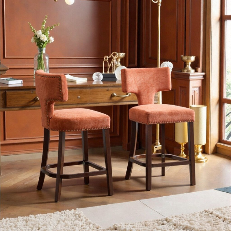 Ensemble de 2 tabourets de bar Mid-Century Modern, Orange