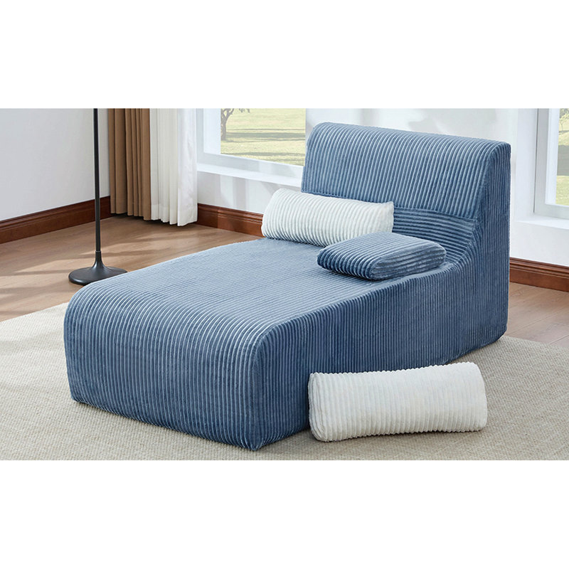 Méridienne moderne 34,2 po, Tissu velours côtelé bleu