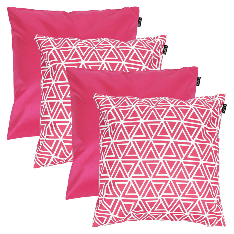 Indoor / Outdoor Geometric Pink Square Throw Cushion