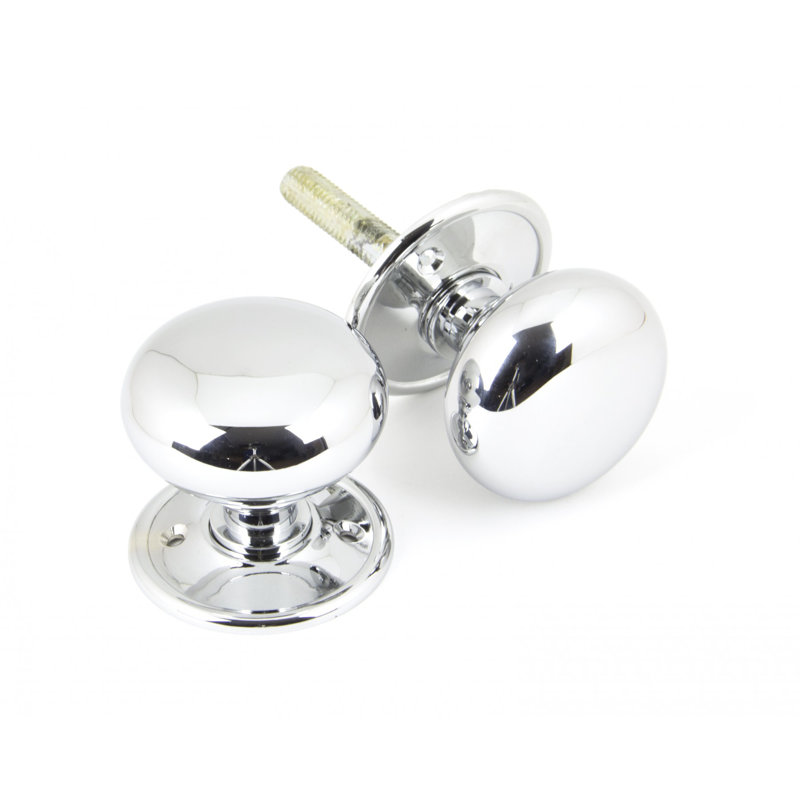Mushroom Mortice/Rim Knob Set, Polished Chrome