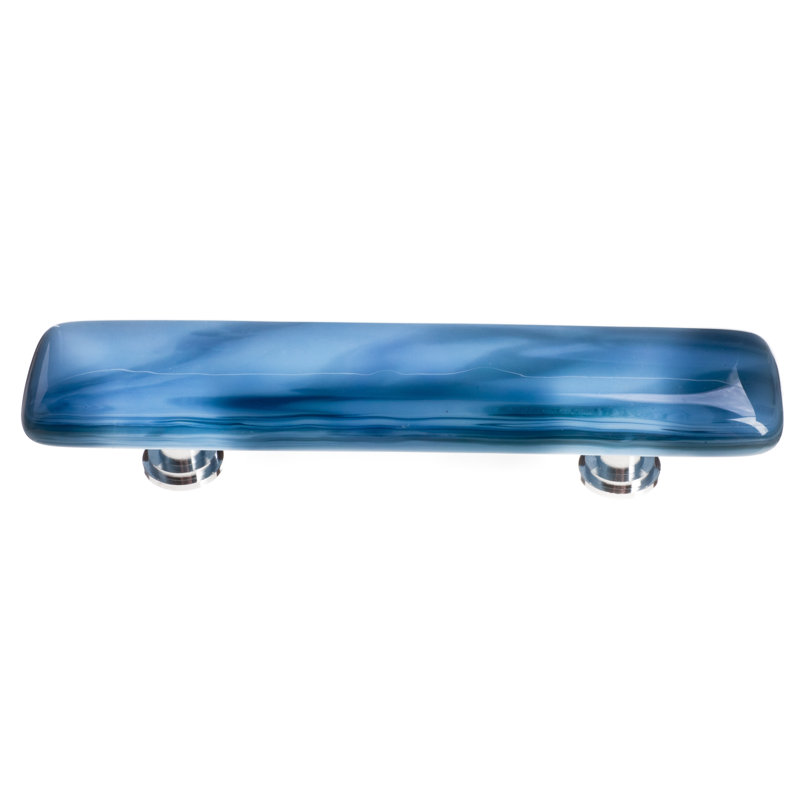 Poignée d'armoire décorative 3 po Cirrus, Chrome poli, Bleu marine