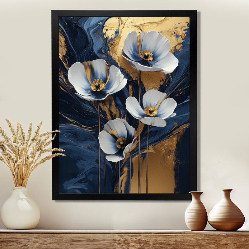 Kubik - Floral Wall Art, Noir, noir, noir, noir, H 20 po x l 12 po, Reproduction encadrée d'une seule photo