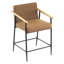 Tabouret de comptoir de 2 po au design Mid-Century, noir et brun, structure en métal, siège d'évier souple, bois naturel, largeur 2 et profondeur moderne 2, finition brun rougeâtre, structure, coussins confortables, massif 300