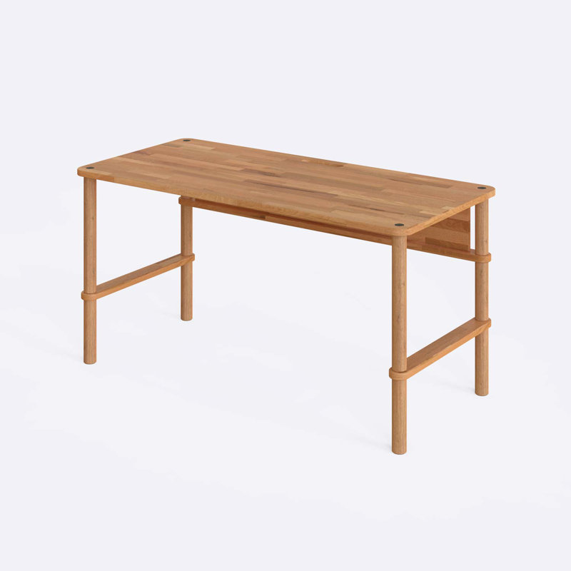 Bureau rectangulaire en bois massif hêtre pour petits espaces Clark, H 29,9 po x l 59 po x P 27,6 po
