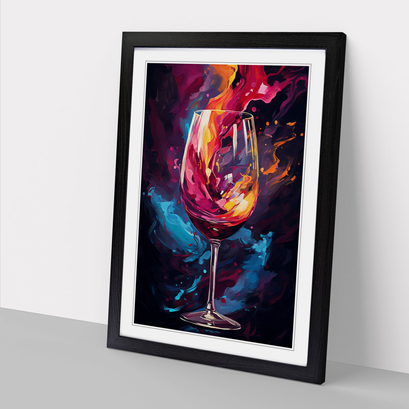 Wine Abstract Art - Framed Print, 46cm H x 34cm W x 2cm D, Black