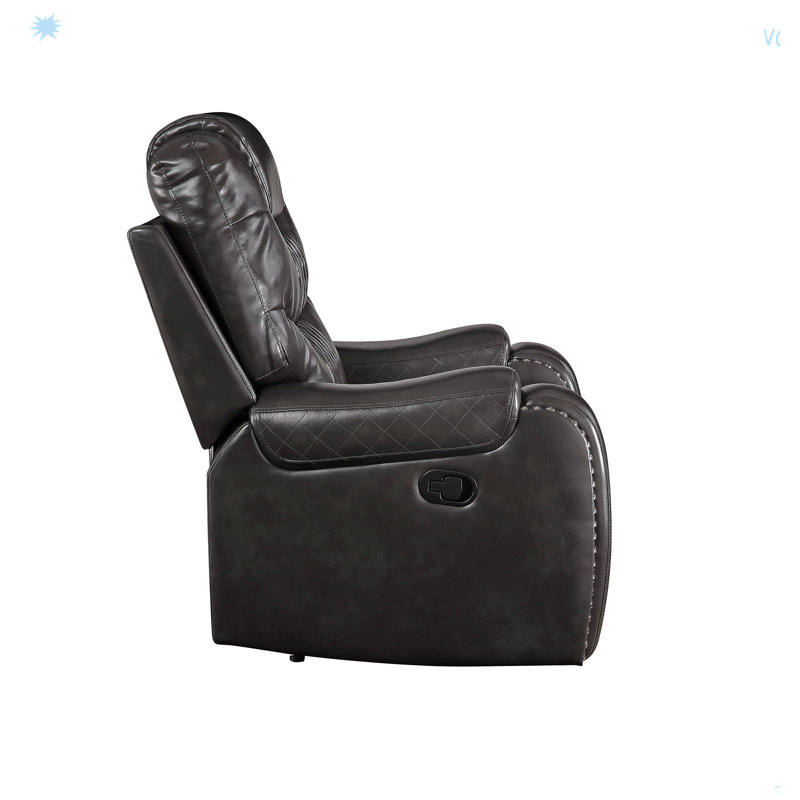 Causeuse inclinable en cuir synthétique Braylon Magnetite avec porte-gobelet