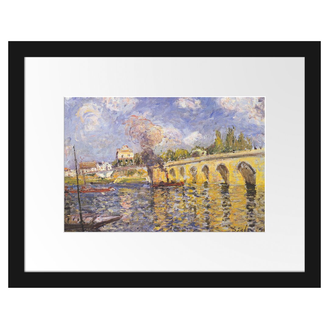 Gerahmter Kunstdruck River Steamboat and Bridge von Alfred Sisley