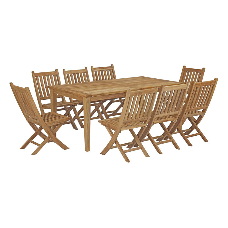 Modway Marina 9 Piece Outdoor Patio Teak Outdoor Dining Set