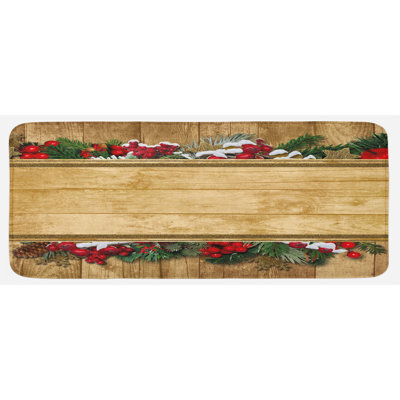 Tapis de cuisine antibrindilles heritage of noel yuletide thème de noël rétro "rétro voeux holly