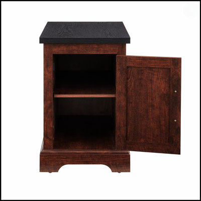 Table de bout Farmhouse avec porte de grange et tablette réglable, table de chevet rustique pour le salon et la chambre à coucher