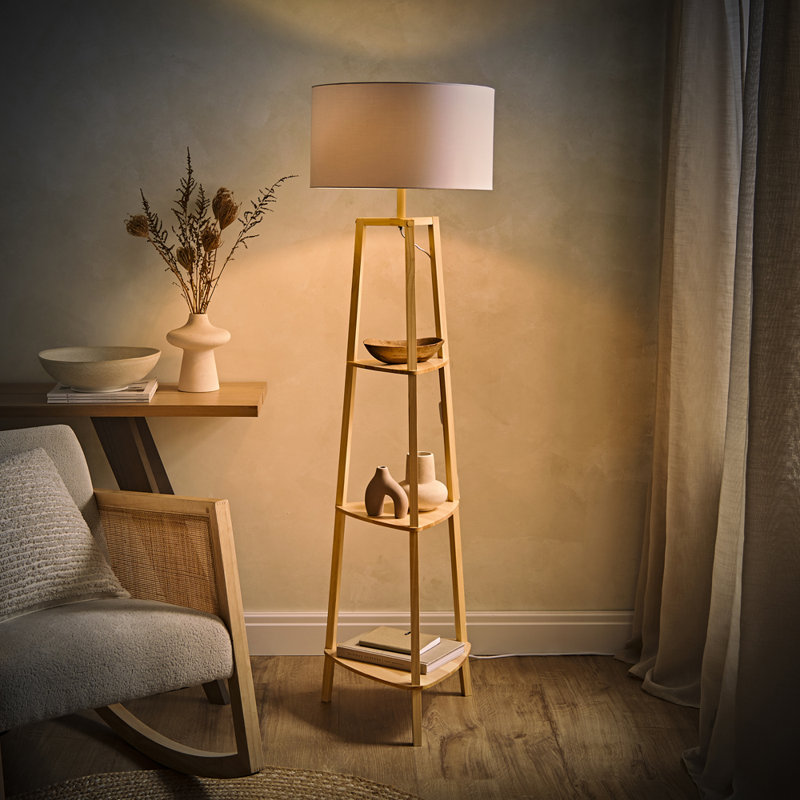 Aidrian 155cm Tripod Floor Lamp, Brown, No, White