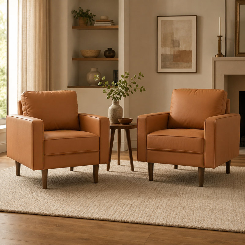 Ensemble de 2 chaises d'appoint à accoudoirs carrés et canapé Bridgeview, brun, 2 pièces Bridgeview, Brun