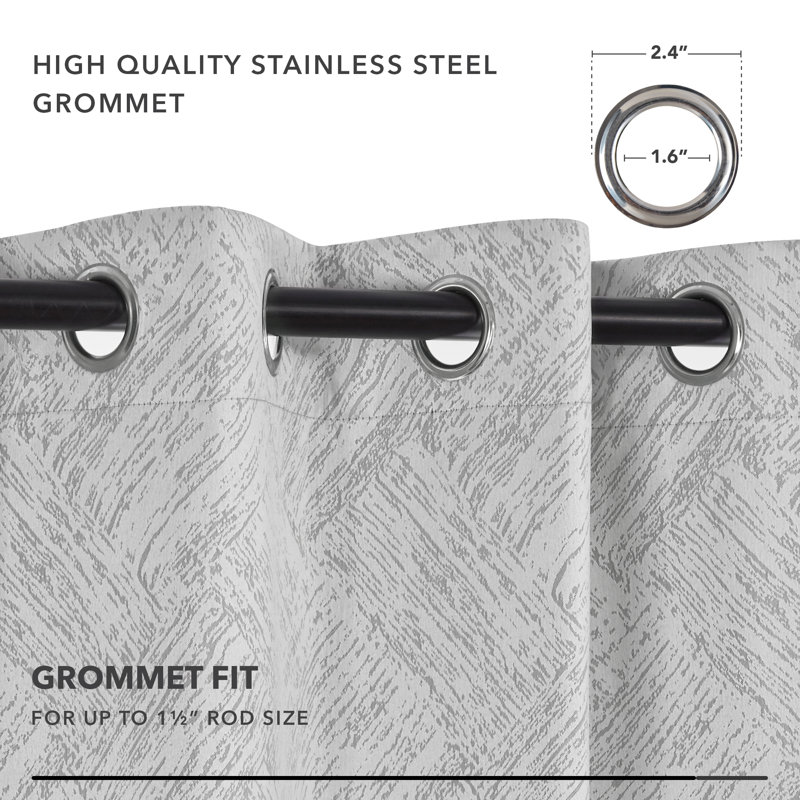 Rideaux en lin texturé occultant Boast, Gris clair, L 52 po x L 63 po