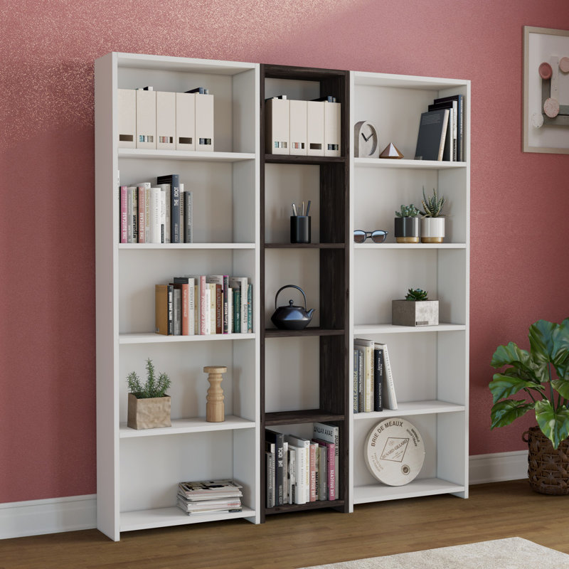 Bibliothèque Bulluck H 66,54 "x l 59,06", Blanc / noir