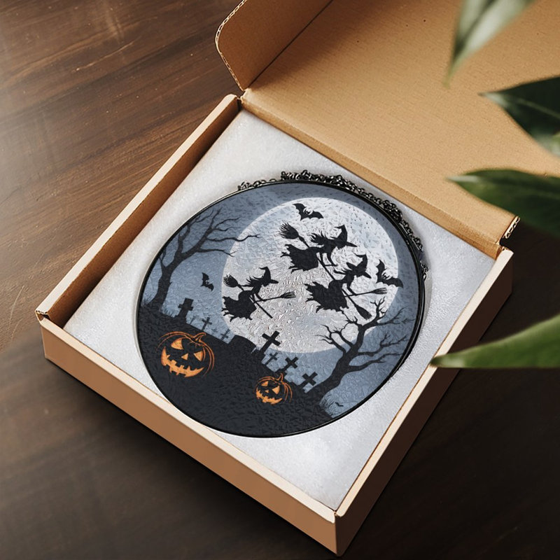Panneau de verre Bat Witch, 3,5 x 3,5 po (9 x 9 cm)