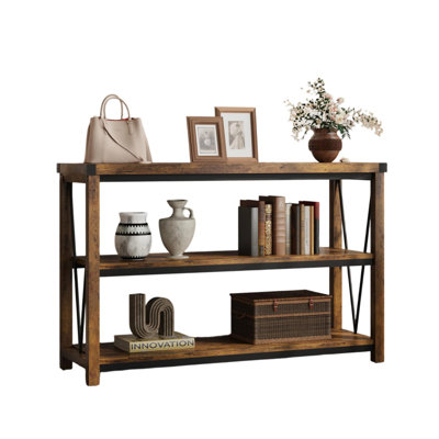 Narrow Farmhouse Console Table with Three Tier Storage Rustic Entryway Table for Foyer Hallway Sofa Side and Living Room