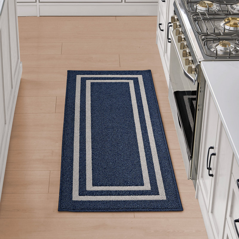 Nautica Double Line Machine Washable All Loop Tufted Rugs 1-Piece, Rectangle 2'2" x 6'