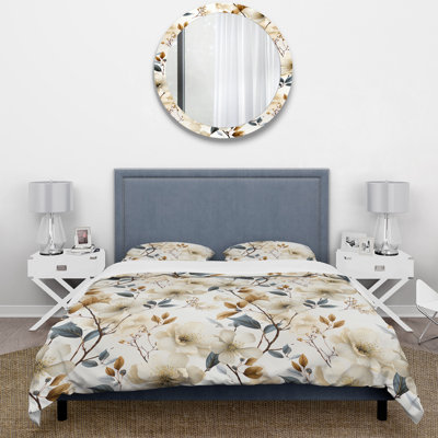 Harmony Of White And Blue Poppies - Floral Duvet Cover Set - Microfiber Polyester