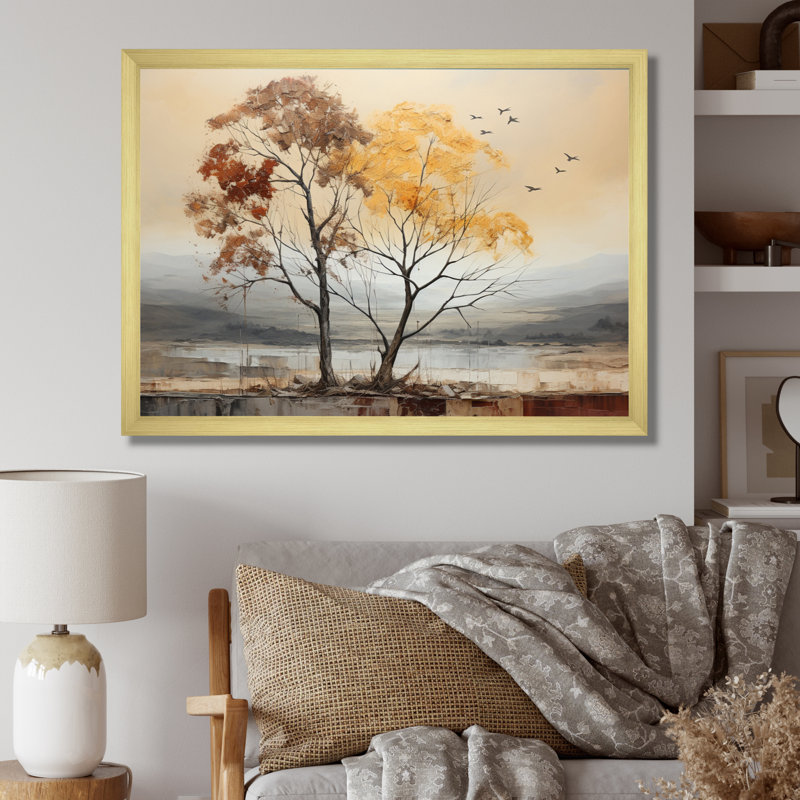 Brich Tree Harmony of - impression, Encadrement doré, H 24 po x l 32 po x P 1 po