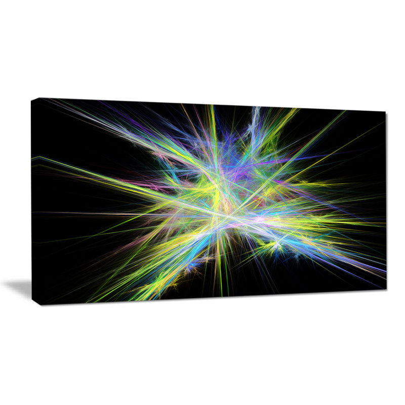 « yellow blue chaos multicolore radios », impression sur toile tendue, H 16 po x l 32 po x P 1 po