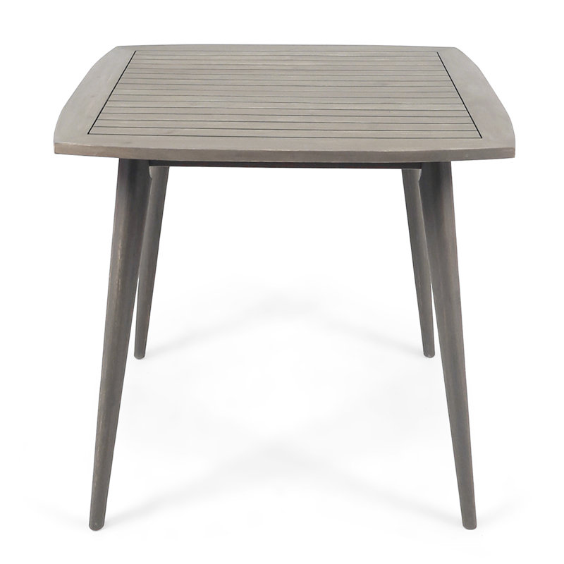 Foxborough Solid Wood Dining Table Outdoor Square Acacia Wood Table with Straight Legs, Gray