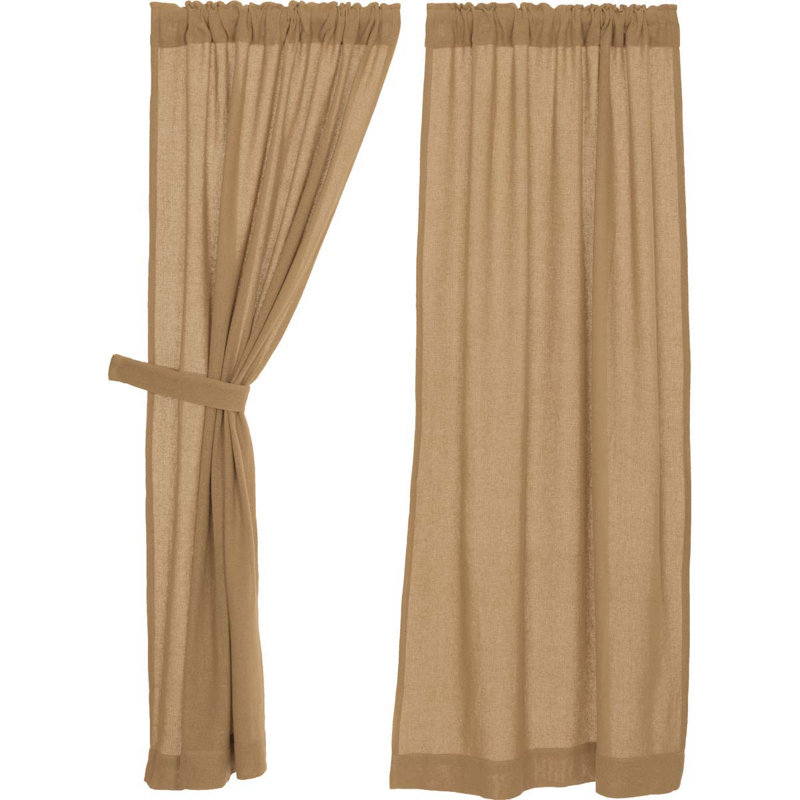 Murtaz 100% Cotton Semi Sheer Curtain Panel Pair, Natural
