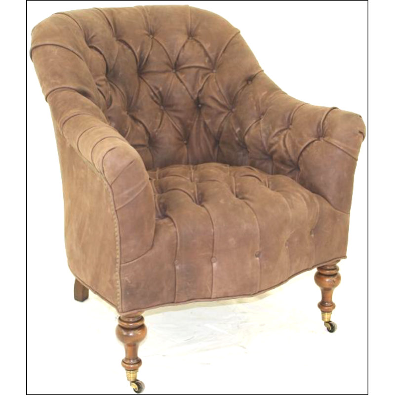 Leather Armchair, Croc Gator Brown, Brushy Bayou