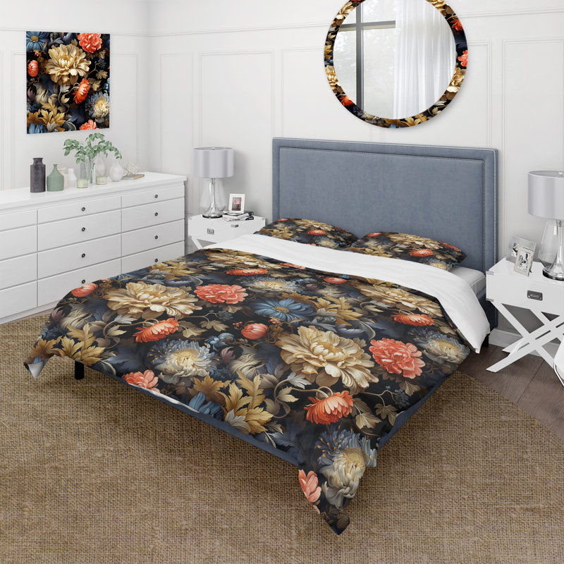 Ensemble de housse de couette Mystic Flora Moody, Housse de couette simple + 1 taie décorative stan