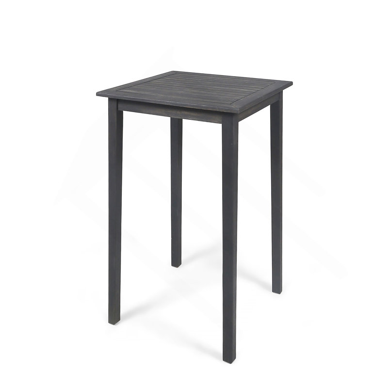 Outdoor Minimalist Acacia Wood Square Bar Table - Dark Gray, Dark Gray
